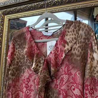 Y2K Wild Lace Leopard Ruffle Blouse