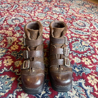 Xyloid "Mother of Invention" Brown Suede & Leather Buckled Boots