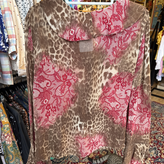 Y2K Wild Lace Leopard Ruffle Blouse