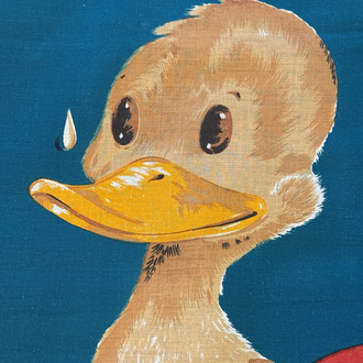 Vakko 1982 Vintage Wall Calendar - Duck Illustrated Cotton Fabric Poster