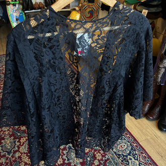 Sheer Lace Open-Front Top