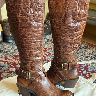 90's Brown Leather Long Boots