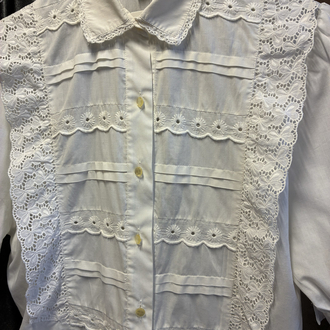 60's White Lace Details Shirt