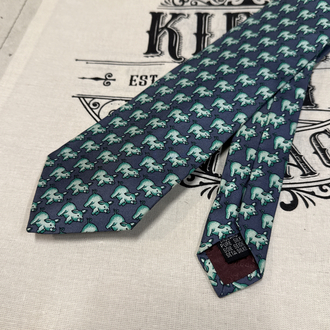 Pink London Green Pigs Silk Tie