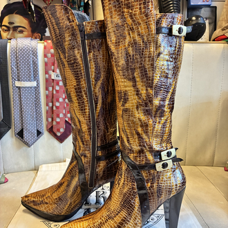 Crocodile Patent Leather Boots