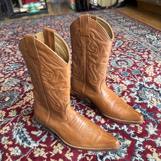 Tan Leather Cowboy Western Boots