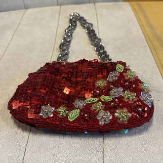 Y2K Beaded & Sequined Red Chain Bag