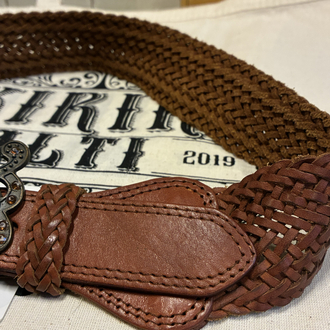 90's Big Flowers Leather Belt