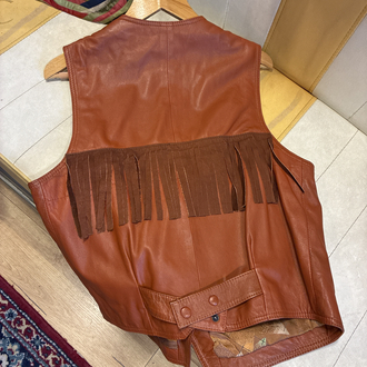 Rust Fringe Leather Western Vest