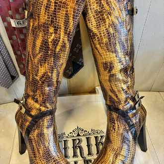 Crocodile Patent Leather Boots