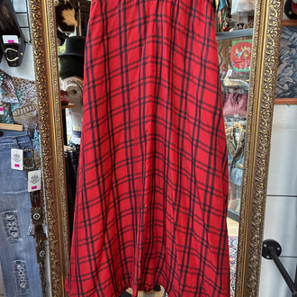 90’s Red Plaid Maxi Skirt