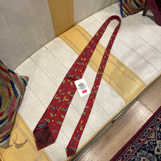 Abbate Silk Tie with Harvest/Market Scene Pattern