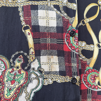 90’s Baroque Plaid Chain Print Shirt