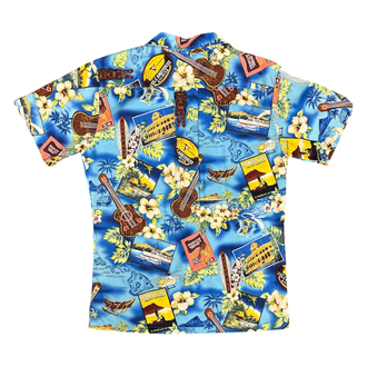 90's Hawaiian Aloha Print Blue Short Sleeve Shirt