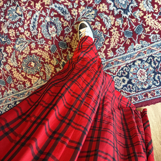 90’s Red Plaid Maxi Skirt