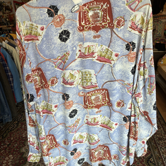 80’s Nautical Print Shirt – Sailing Ship & Compass Design