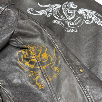 90s GUESS Luxury Jeans Graphics Leather Jacket