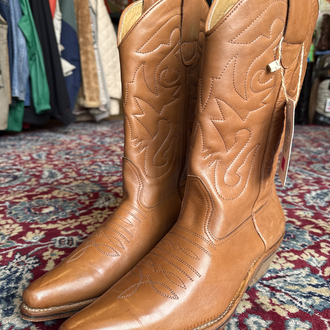 Tan Leather Cowboy Western Boots