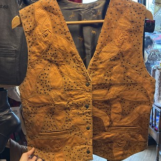 80's Earth Bloom Patchwork Leather Vest