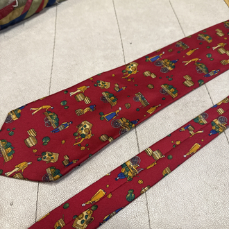 Abbate Silk Tie with Harvest/Market Scene Pattern