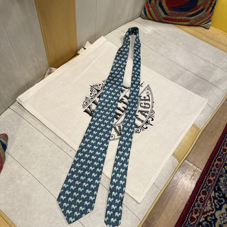 Pink London Green Pigs Silk Tie