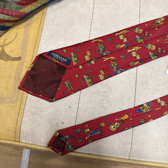 Abbate Silk Tie with Harvest/Market Scene Pattern