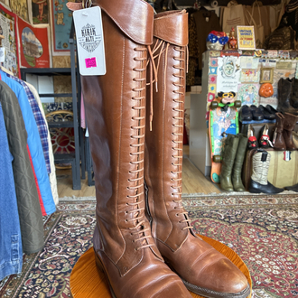 60’s Brown Leather Lace-Up Riding Boots