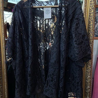 Sheer Lace Open-Front Top