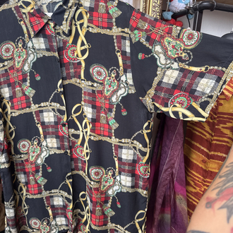 90’s Baroque Plaid Chain Print Shirt