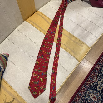 Abbate Silk Tie with Harvest/Market Scene Pattern