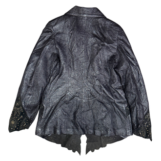 90's Embellished & Sequined Black Leather Jacket