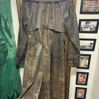 Distressed Faux Leather Trench Coat