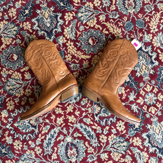 Tan Leather Cowboy Western Boots