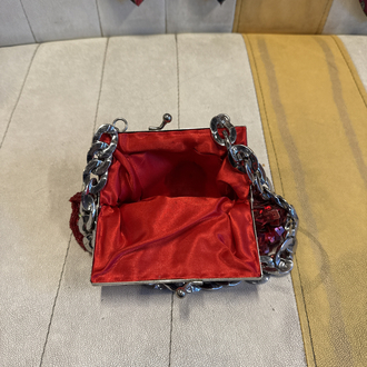 Y2K Beaded & Sequined Red Chain Bag