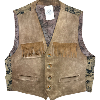80's Suede Vest Newspaper Print