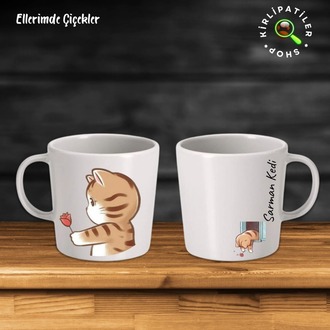 KirliPatiler Taş Kupa Fincan Üzeri Duygusal Kedi Baskılı