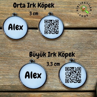 KirliPatiler Kedi ve Köpek Epoksi Madalyon Künye İsimlik Karekodlu
