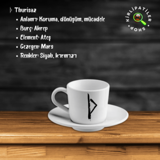 KirliPatiler Porselen Fincan Üzeri Rune Sembol Baskılı