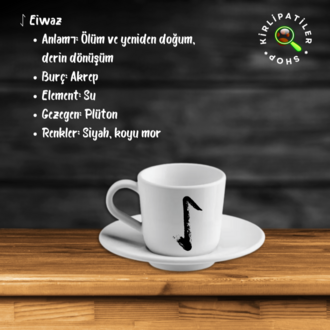 KirliPatiler Porselen Fincan Üzeri Rune Sembol Baskılı