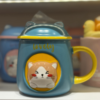 Kabartmalı Kaşıklı Kedi Kupa