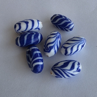 Murano Cam Zebra Desen Boncuk 1 Adet