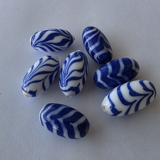 Murano Cam Zebra Desen Boncuk 1 Adet