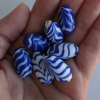 Murano Cam Zebra Desen Boncuk 1 Adet