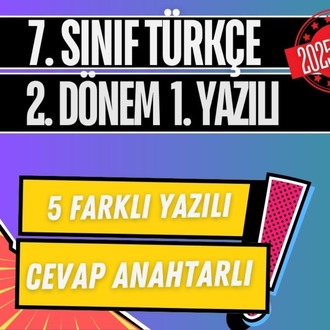7. Sınıf Türkçe 2. Dönem 1. Yazılı Örnekleri 