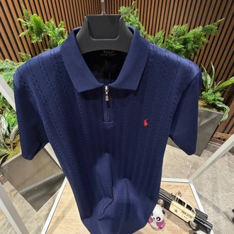 Polo Ralph Lauren Lacivert Örgü Fermuarlı Polo Yaka Triko