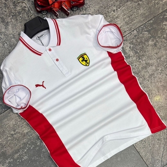 Ferrari Puma Beyaz Polo Yaka T-Shirt