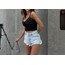 Taşlı ince askılı crop