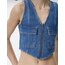 Denim Fermuarlı Yelek