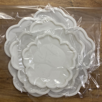3 lü set 15-20-25cm Çiçek model katlı sunumluk kurabiyelik kalıbı silikon kalıp