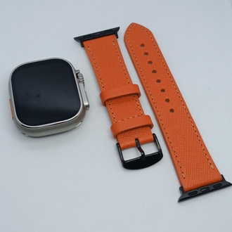 Applewatch Saffiano Deri Saat Kordonu Turuncu